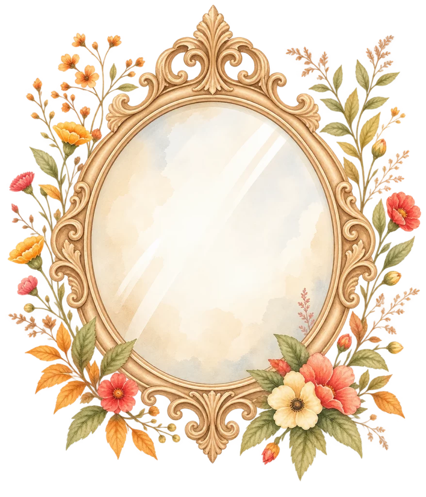 Miroir vintage fleuri à l’aquarelle